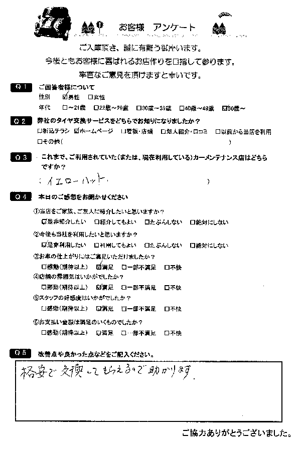 お客様のご意見